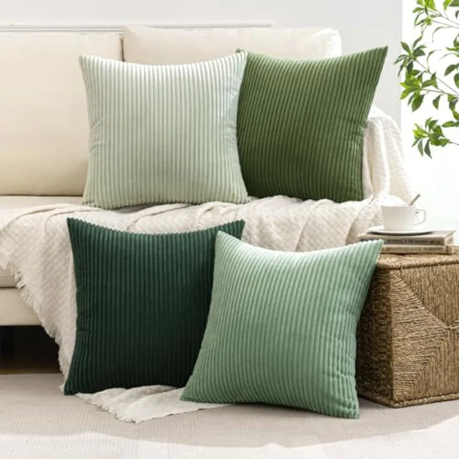 Boho Farmhouse Throw Pillow Covers 18x18 Inch Set of 4 Mordern Nordic Cushion Covers Soft Corduroy Spring Home Decor for Couch