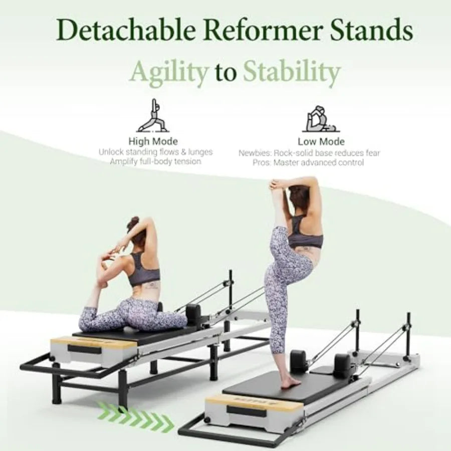 Foldable Pilates Reformer 91 with Adjustable Hght Piano Wire Springs and Jump Board Black Fitness Equipment for Home Studio