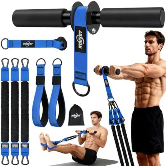 2-in-1 Forearm Strengthener with Adjustable Resistance Bands and Door Anchor for Wrist Roller Ideal for Grip Chest and Core Wor