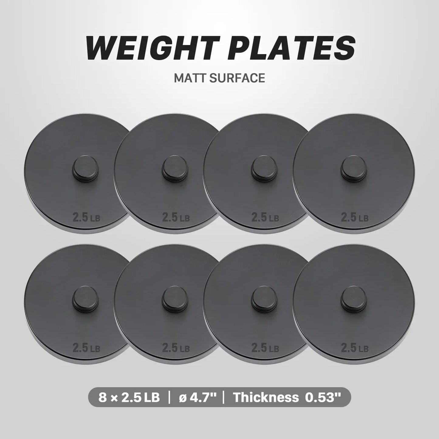 Upgraded Adjustable Steel Dumbbell Plates, 4.7" Diameter, 0.6" Thickness, Compatible with Version 1.0 Sets (8x2.5lbs)
