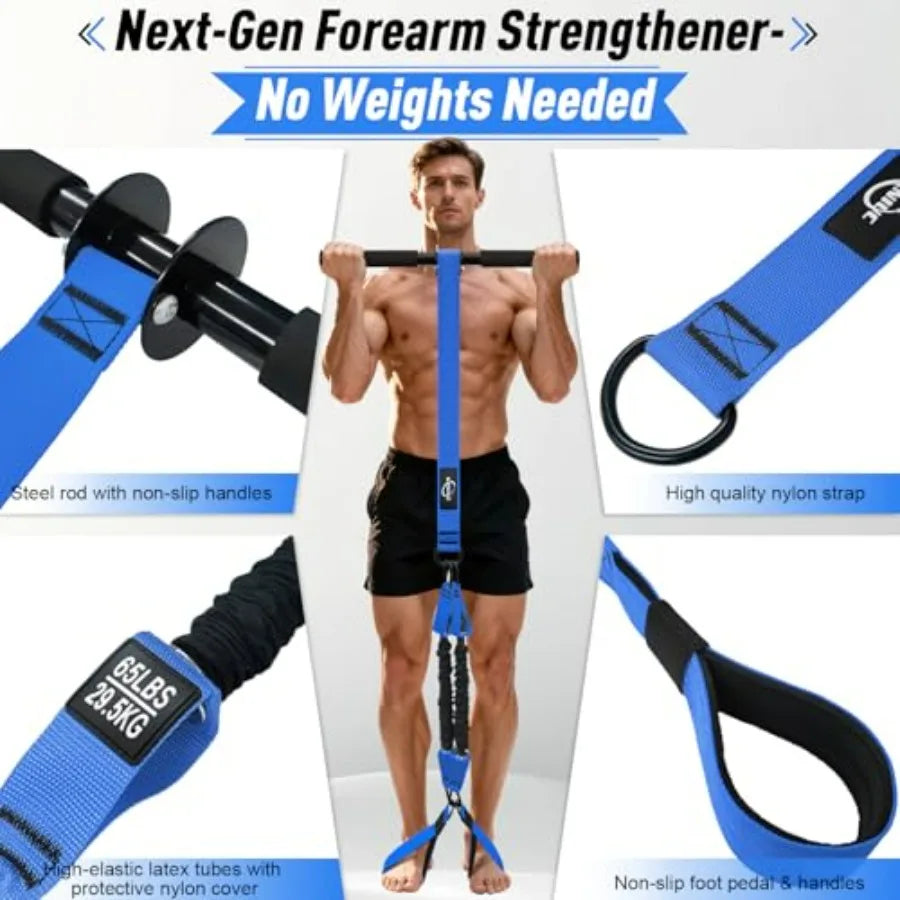 2-in-1 Forearm Strengthener with Adjustable Resistance Bands and Door Anchor for Wrist Roller Ideal for Grip Chest and Core Wor
