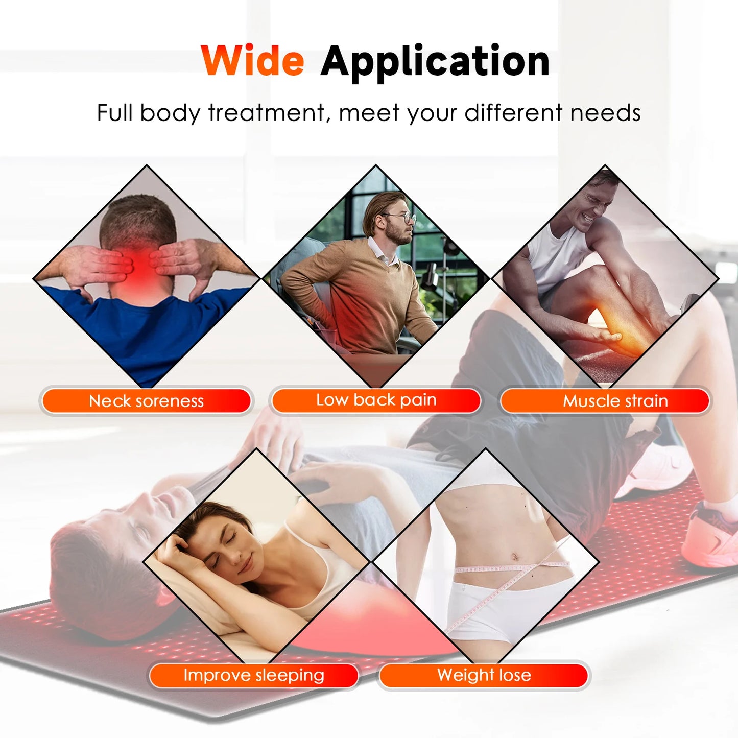 Astarexin 67"×24" Large Red & Near Infrared Light Therapy Mat 1440 LEDs 660nm 850nm, 160W Full Body LED Light Pad for Home Comfort Use