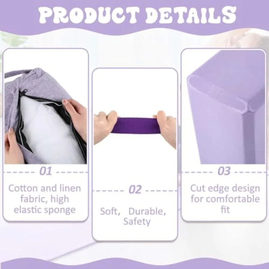 4 Pcs Yoga Bolster Pillows Blocks with Strap Set Comfortable Meditation Pillow with Carry Handle for Restorative Non Slip Reusa