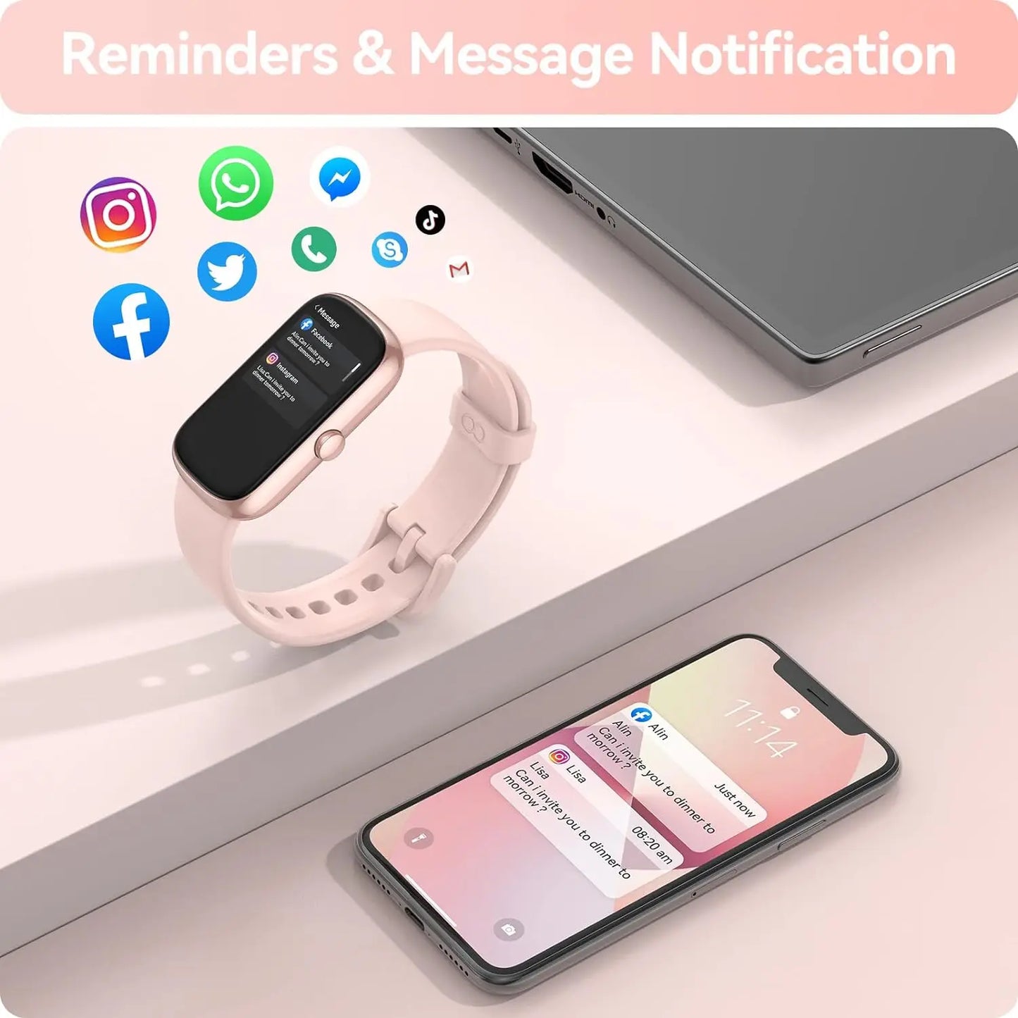 Fitness Tracker with Heart Rate Blood Oxygen Sleep Monitor, IP68 Waterproof Activity & Pedometer, smart Watches for Women Men