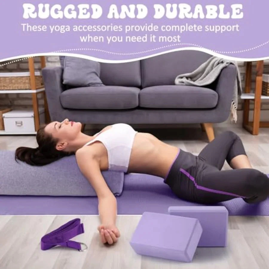 4 Pcs Yoga Bolster Pillows Blocks with Strap Set Comfortable Meditation Pillow with Carry Handle for Restorative Non Slip Reusa