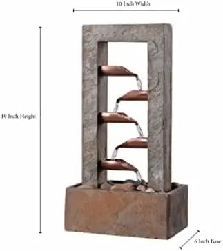 Slate Copper Indoor Table Waterfall Fountain, Relaxing Home Decor with Easy Setup