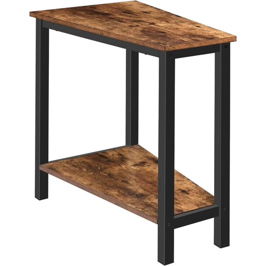 HOOBRO Wedge End Table, Recliner Wedge Side Table with Storage, Industrial Triangle Accent Table for Small Space, Corner, Living