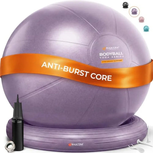 Yoga Exercise Ball Chair for Office Desk with Base, Ideal for Pregnancy, Birthing, Stability Exercises and Fitness. Swiss Stabi