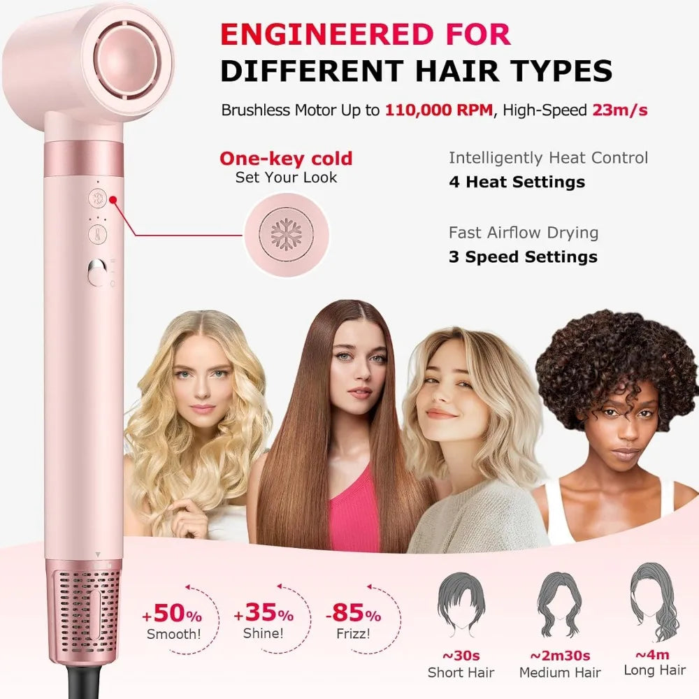 MESCOMB 5 in 1 High-Speed Hot Air Styler   Professional Frizz-Free Hair Dryer Brush, Fast Drying Hair Dryer with Diffuser