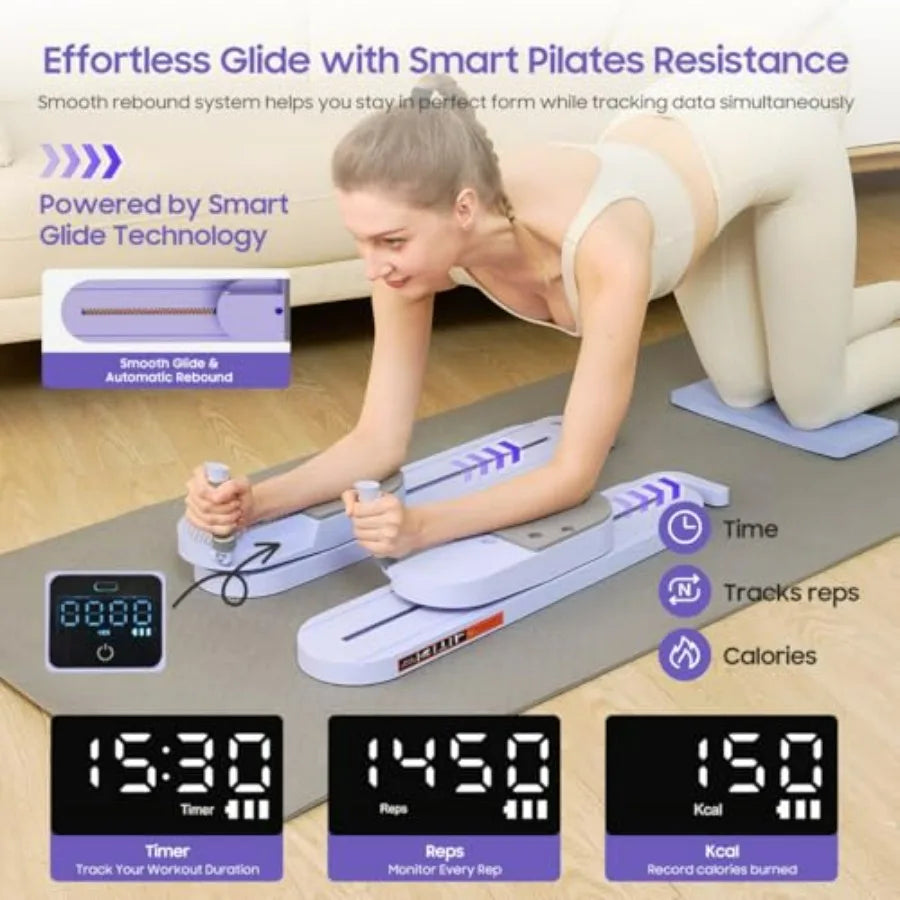 Foldable Pilates Reformer Board with Resistance Bands Rebound System for Home Use Full Body Workout Equipment in Black Core Tra