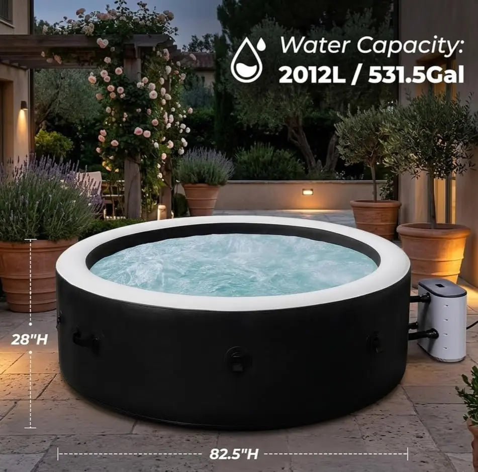 Inflatable Hot Tub Spa with 170 Jets 6 8 Person Large Outdoor Blow Up Hot Tub Durable PVC Materials 82 5x28 Inch
