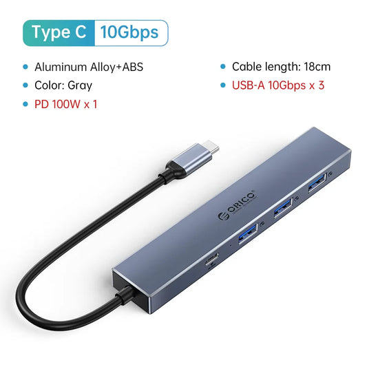 ORICO Type C USB 3.2 10Gbps HUB 4 Port PD100 SD TF Splitter OTG Adapter For Macbook PC Computer Accessories