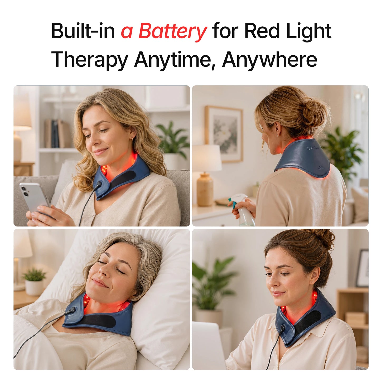 Hello Face L1 Portable Neck Pain Relief Device – 147 LED Red & Near-Infrared Light , 10Hz/40Hz Pulse Technology, 3000mAh Battery
