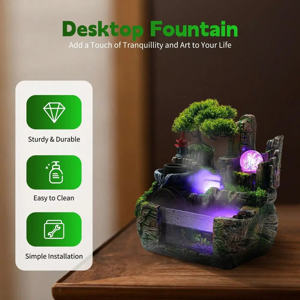 Ornament Tabletop Fountain, Tabletop Tiered Water Fountain, Waterfall Fountain Decor