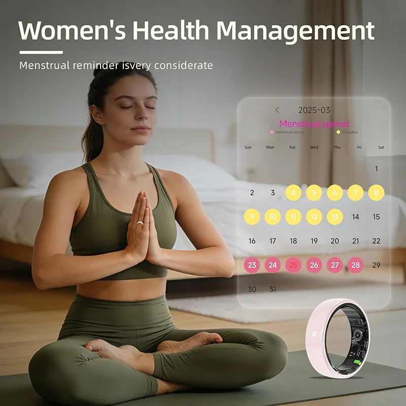 Fashion Ceramics Smart Ring with Charging Case，Health & 24/7 Sleep Monitoring，IP68 Water，Multi-sport Modesproof，