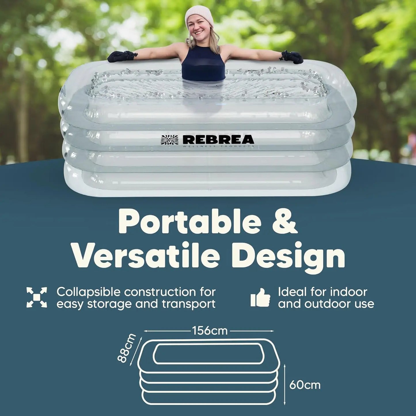Inflatable Ice Bath Tub XL Clear See Through Ice Plunge Tub for Cold Water Therapy Portable Cold Plunge Tub Indoor Outdoor
