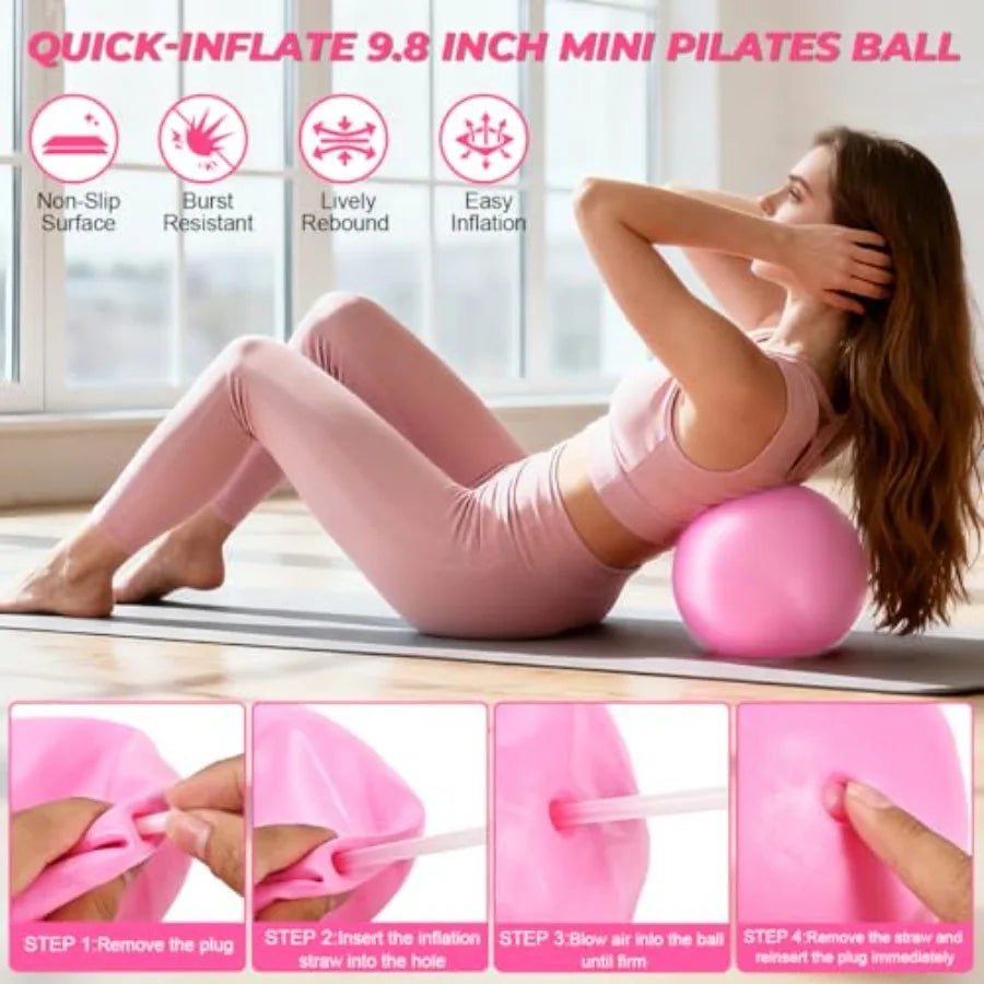 Pilates Ring Set for Women, Pilates Set with Magic Circle, Ball and Resistance Bands, Pilates Kit for Home Workout, Pilates Equ