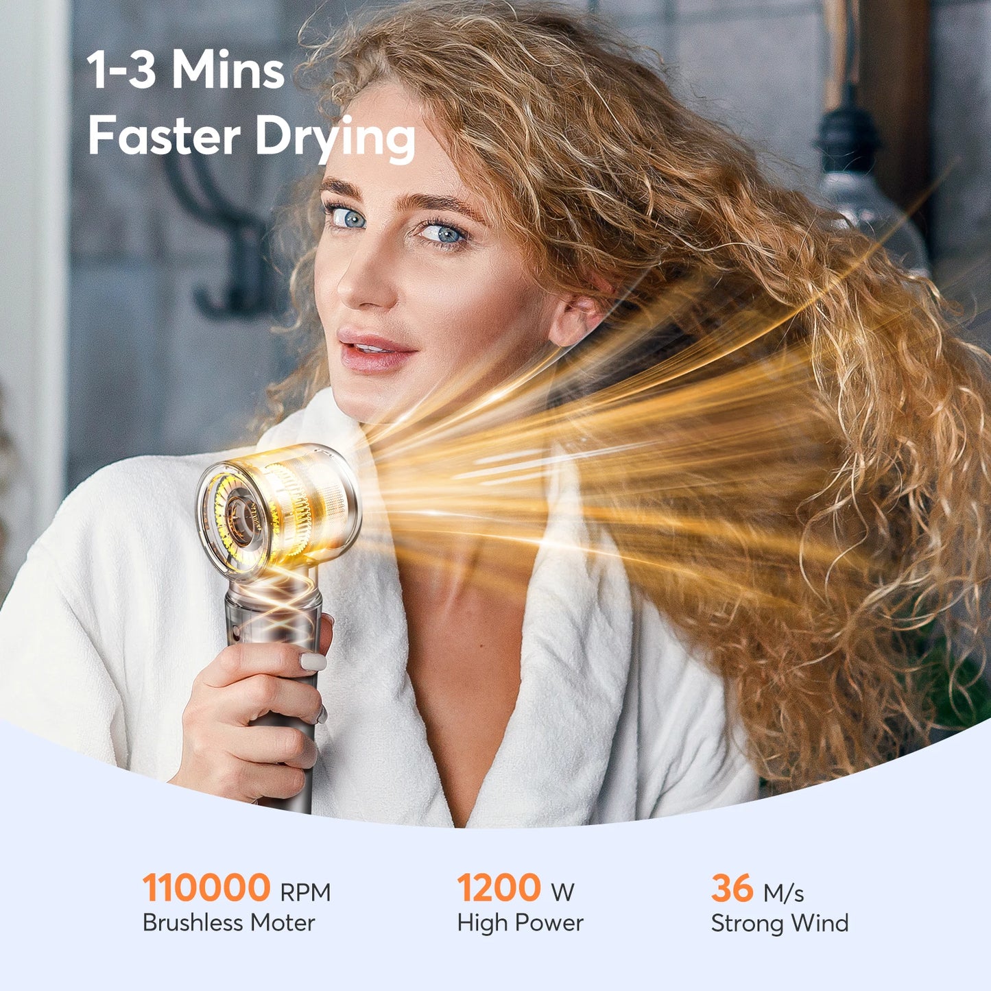 5-in-1 Hair Dryer Airstyler Ion Multistyler Hot Air Brush, 110,000 rpm with 32 mm Automatic Curling Iron, Straightener