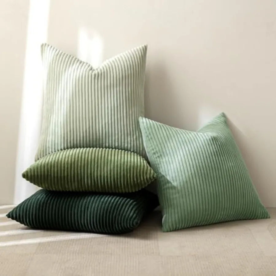 Boho Farmhouse Throw Pillow Covers 18x18 Inch Set of 4 Mordern Nordic Cushion Covers Soft Corduroy Spring Home Decor for Couch