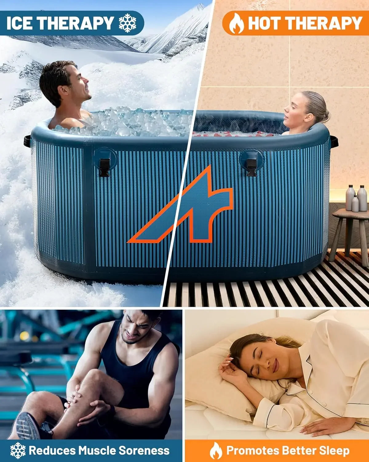 Inflatable 126 Gallon Extra Large Oval Cold Plunge Tub Superior Insulation Portable Ice Bath Athletes Adults