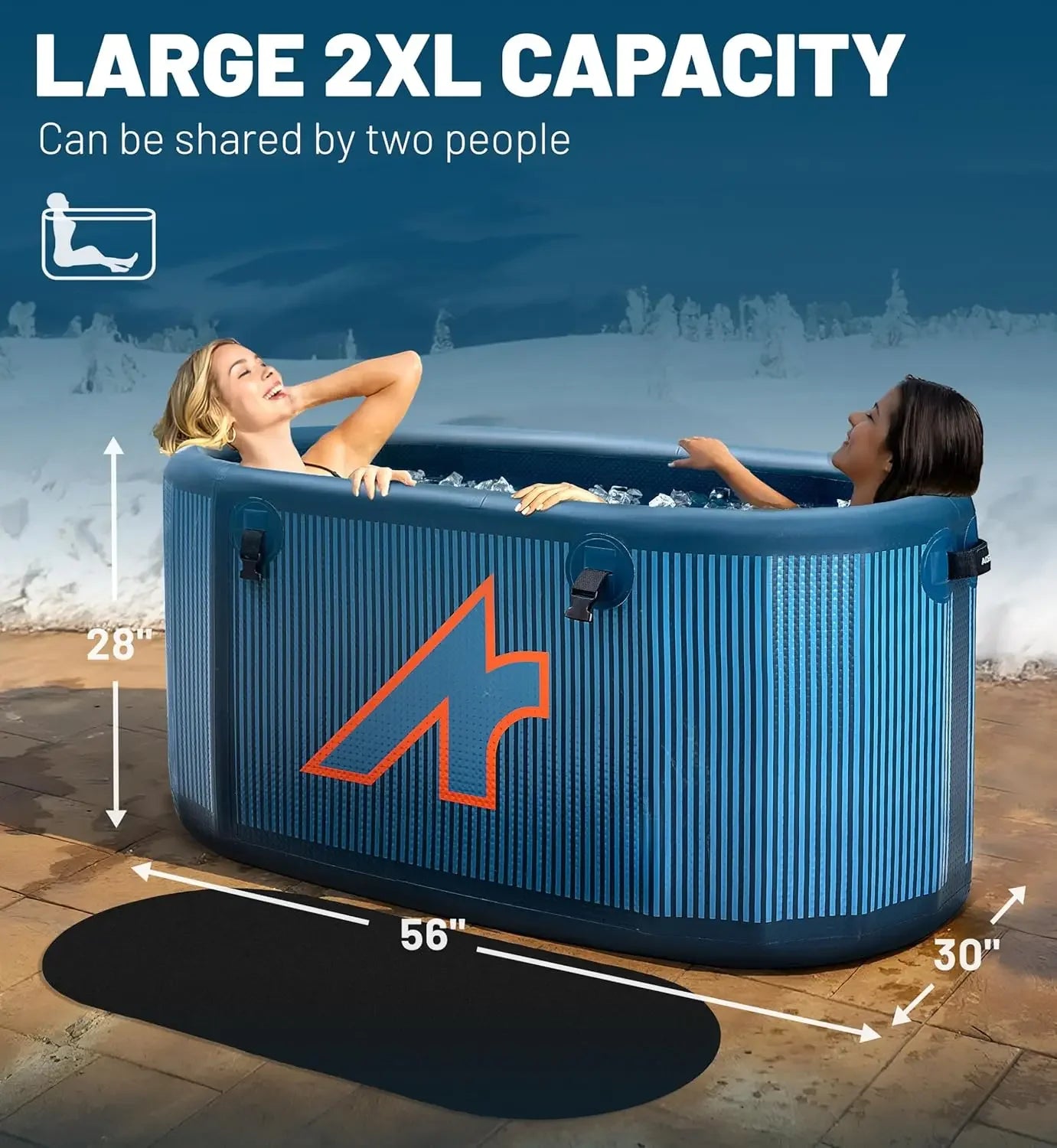 Inflatable 126 Gallon Extra Large Oval Cold Plunge Tub Superior Insulation Portable Ice Bath Athletes Adults