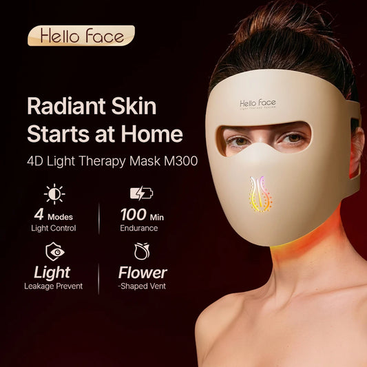 Hello Face M300 4D Light Mask 460/650/850nm Wavelengths Cordless LED Face Mask for Home Use