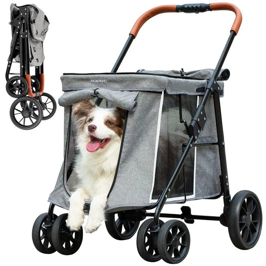 Medium Dog Stroller, Dual Entry One-Touch olding,Small and Medium Pet Stroller,360° Rotating ront Wheels,70 lbs Weight acity or