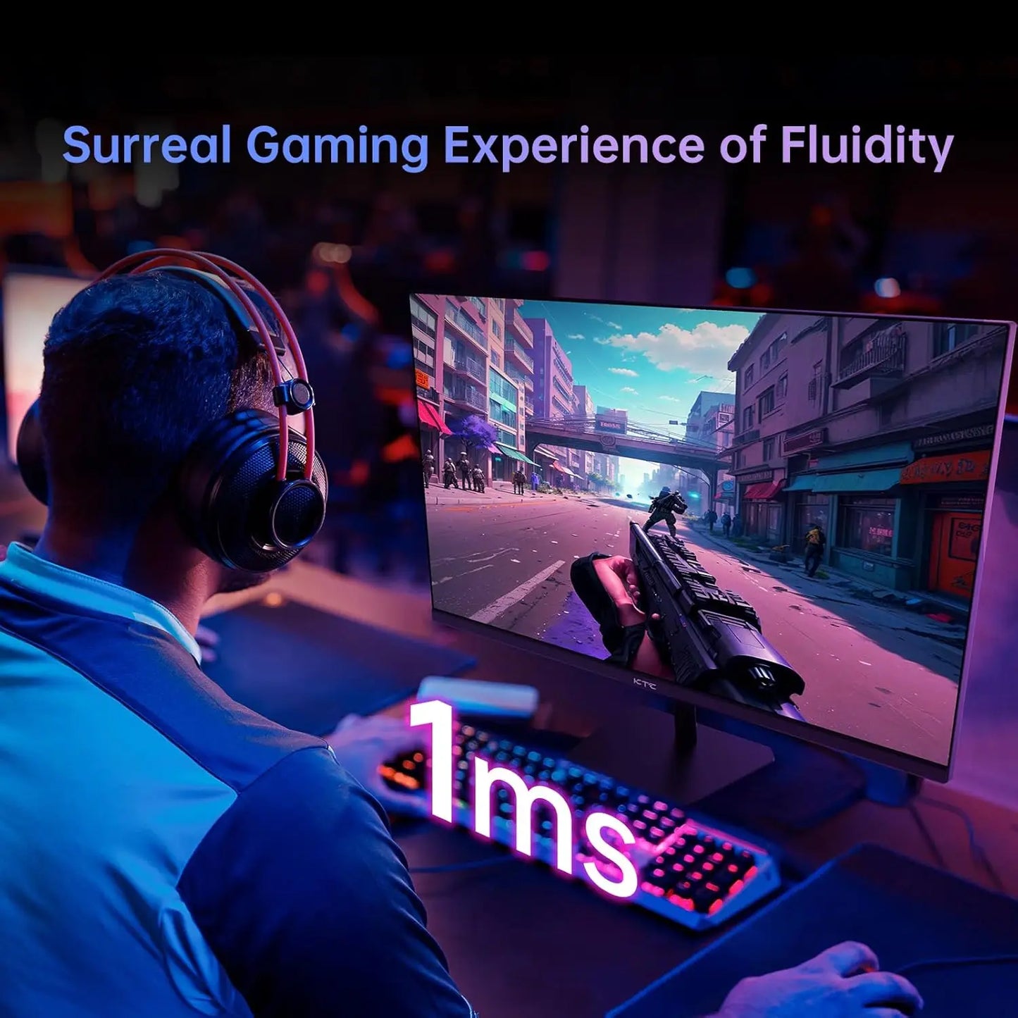 24.5" 180Hz Gaming Monitor, Fast IPS 1080P 1ms, 128% sRGB HDR10, FreeSync, HDMI x2/DP, VESA, Tilt Adjustable