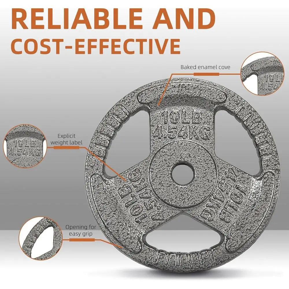 1-Inch Cast Iron Weight Plates for Strength Training and Weightlifting, 35LB, 70LB, 120LB