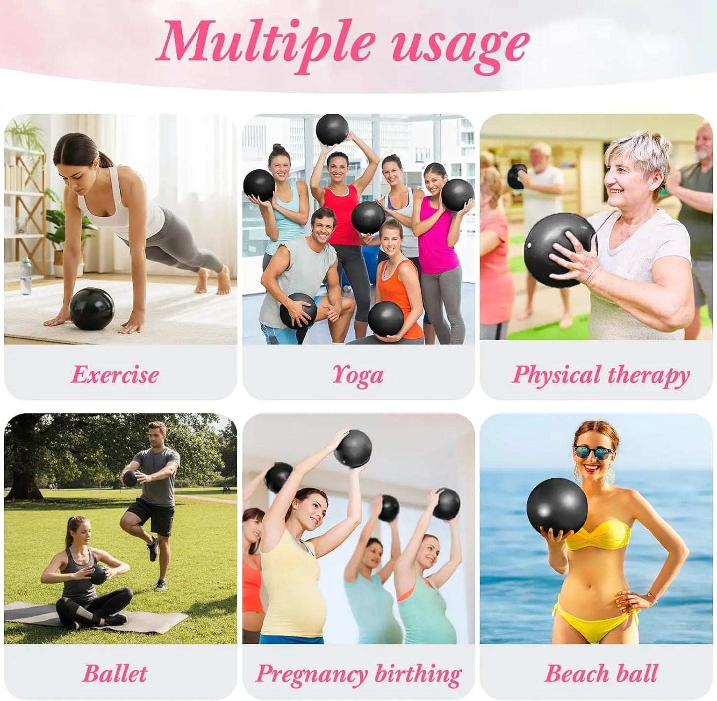 20 Pack 9 Inch Mini Pilates Balls with Pump & Inflation Tubes Bulk Yoga Exercise Balls for Barre