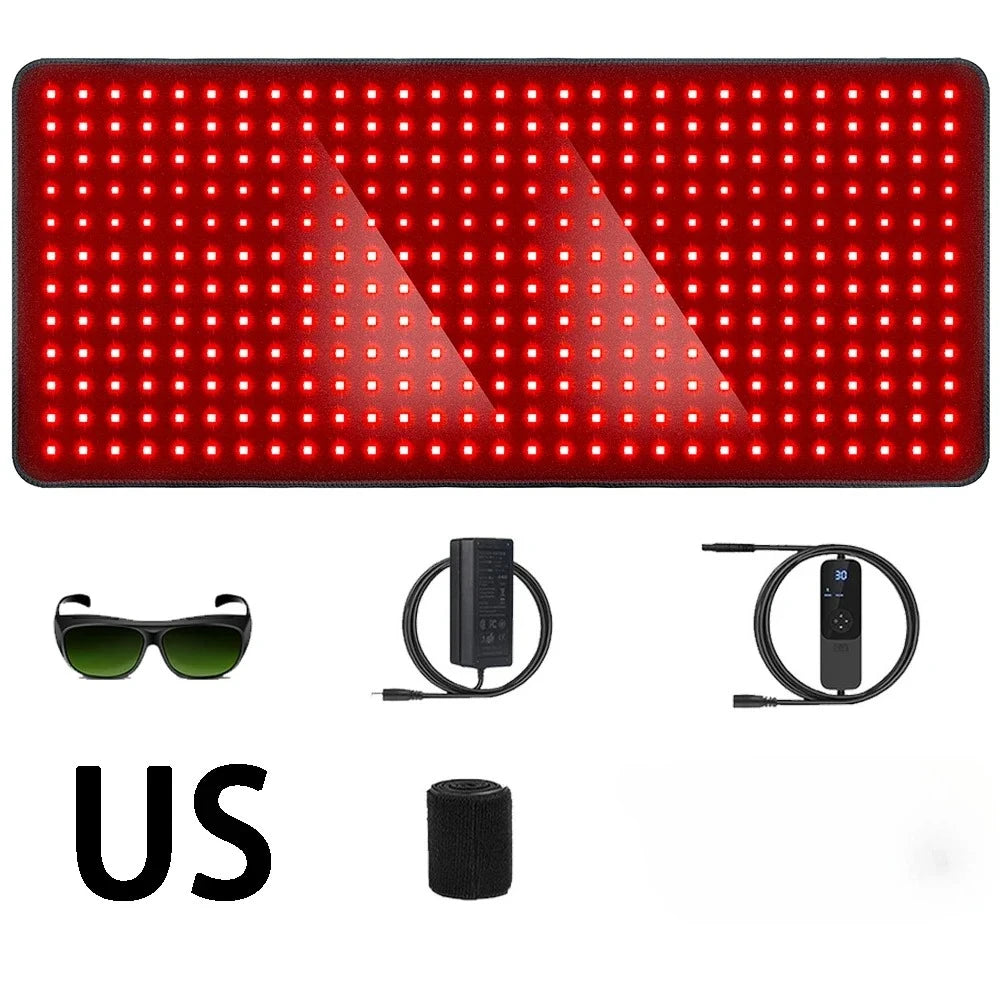 406pcs Leds Red Light Therapy Heating Larger Pad 660nm Waist Back Shoulder Muscle Pain YogaMat Relief Relax Infrared Light 850nm