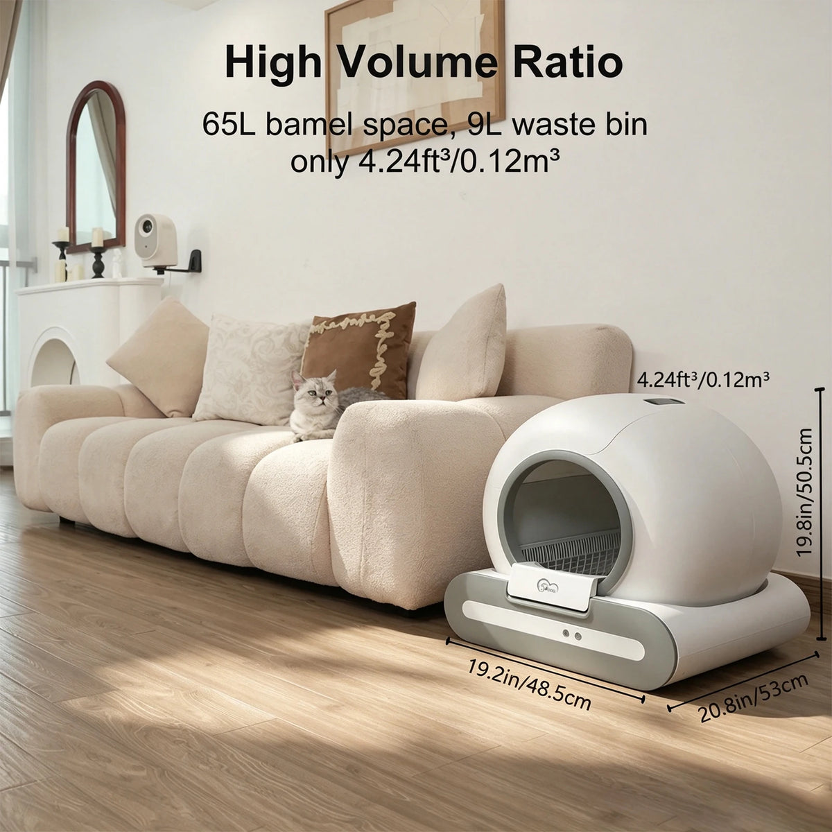 DOEL 2026 New Smart Self-Cleaning Cat Litter Box, 65L Large Space Automatic Cat Toilet, App Control, Only Support 2.4G WiFi, Compatible with Tofu and Mixed Cat Litter, Filter A Included Only, Suitable for Pet Lovers