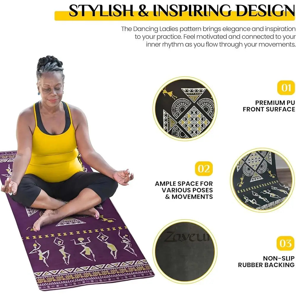 Wide Polyurethane Yoga Mat - 27 x 73 Meditation and Exercise Mat with Premium Non-Slip Surface