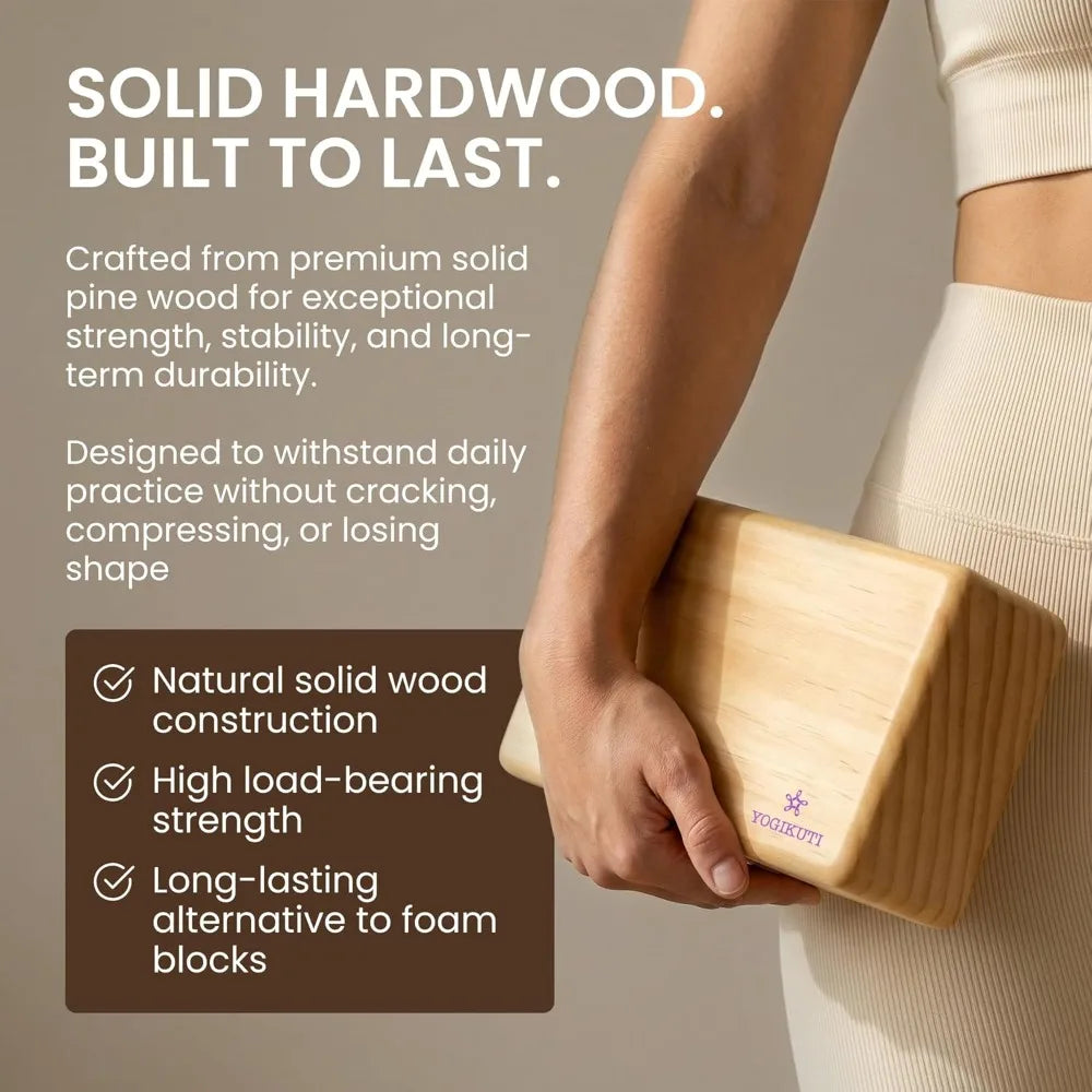 Original Wooden Yoga Blocks Set of 2 – Solid Hardwood Props Inspired by Traditional Yoga