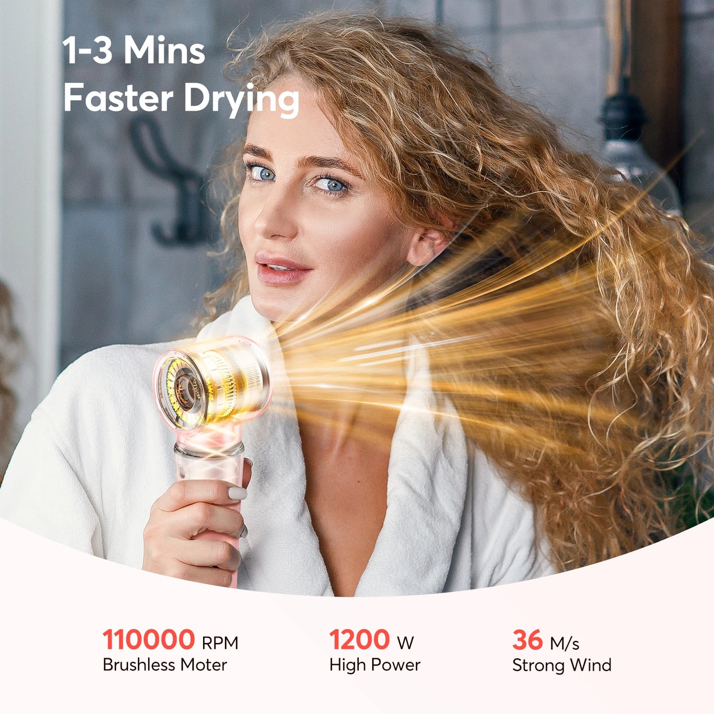 Bopcal 5 In 1 Hair Dryer Hot Air Comb Electric Hair Curling Iron 1200W High Speed Blower Multifunctional Styling Tools Hairdryer