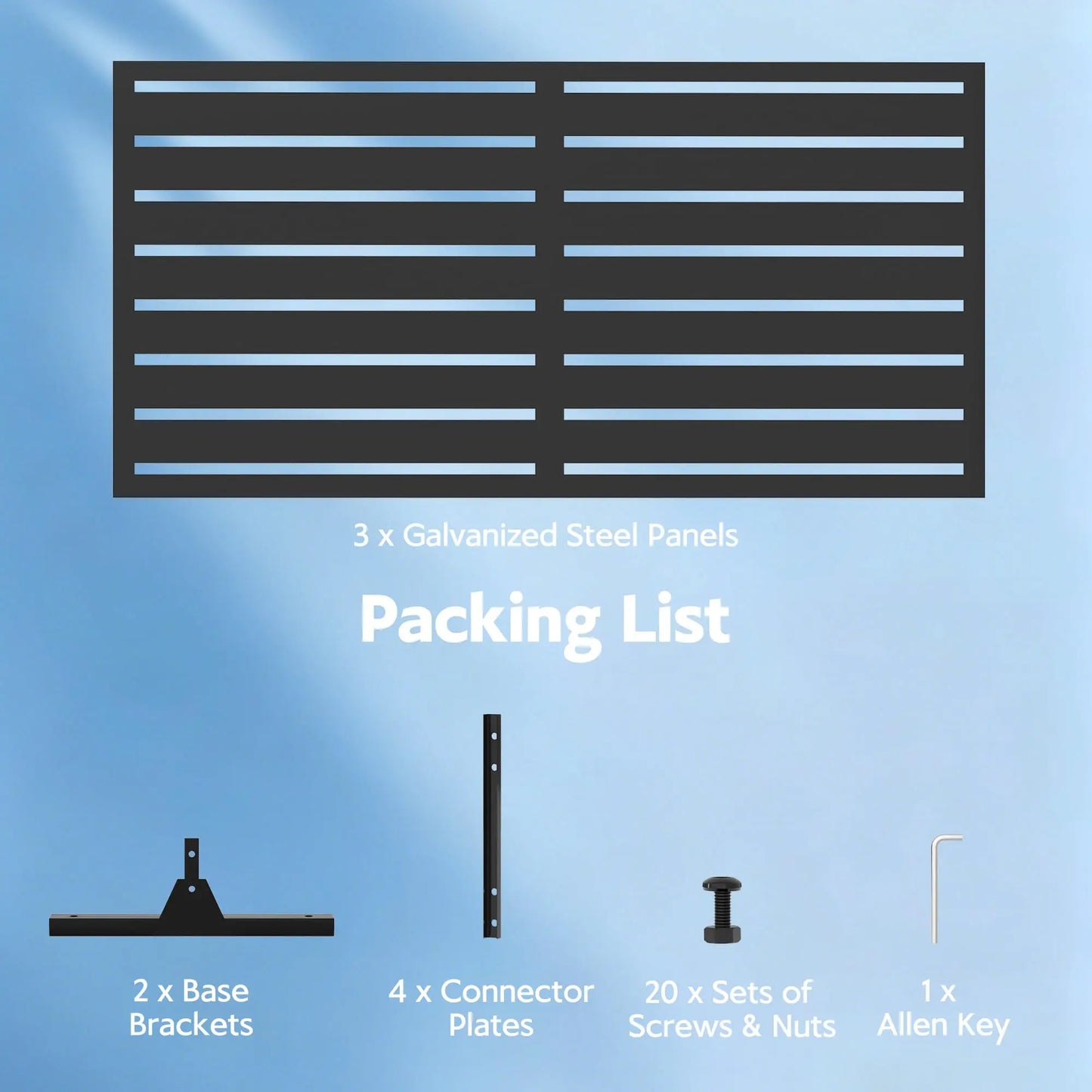 6FT Outdoor Metal Privacy Fence Freestanding Screen Panel With Stand, Decorative Room Divider For Patio Yard Balcony