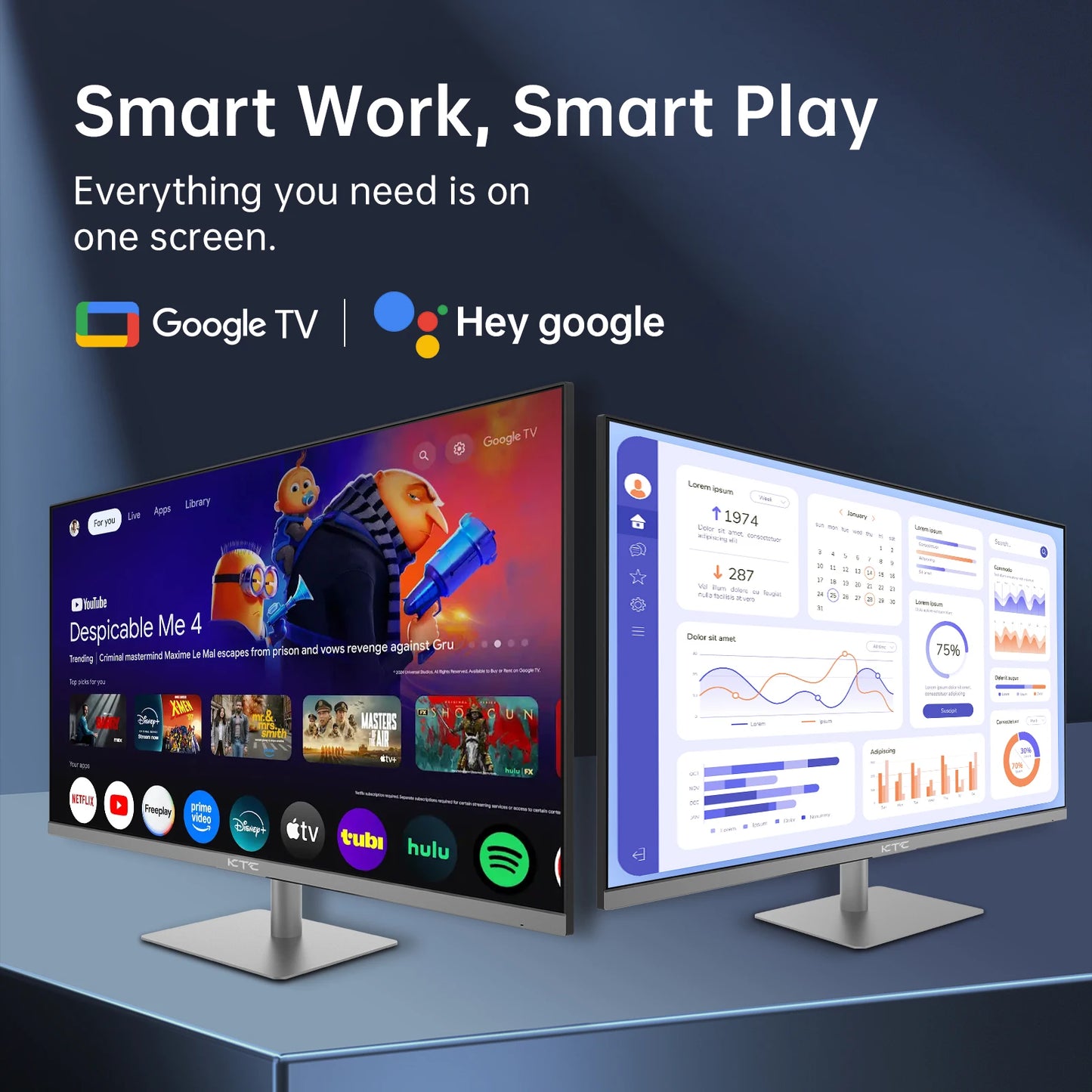 KTC 32 Inch 4K Smart Monitor with Google TV System UHD 3440x2560P