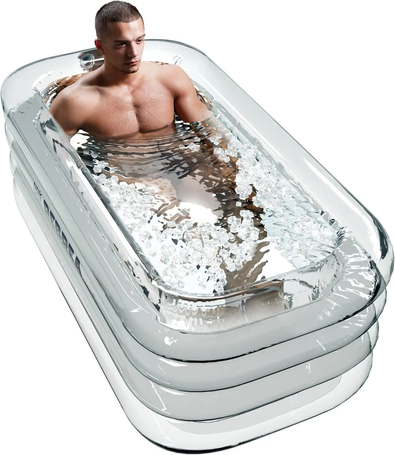 Inflatable Ice Bath Tub XL Clear See Through Ice Plunge Tub for Cold Water Therapy Portable Cold Plunge Tub Indoor Outdoor