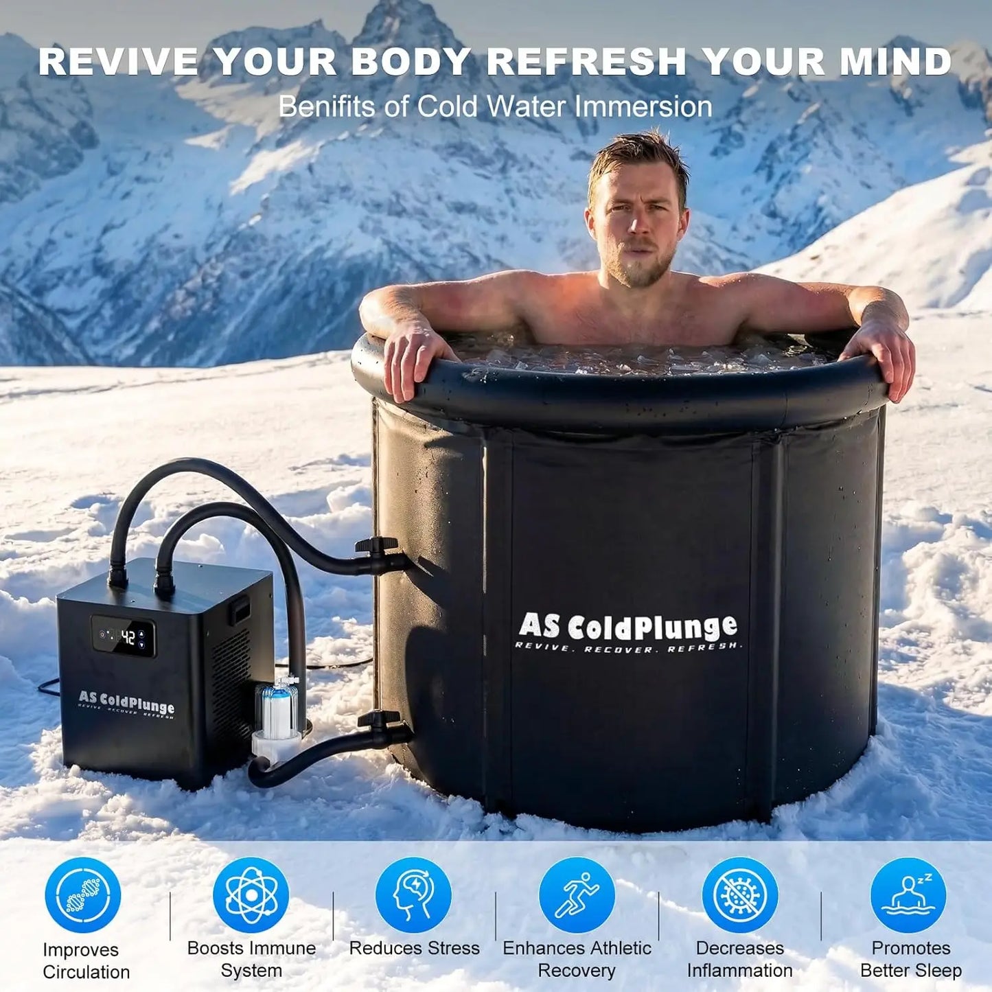 Ice Bath Water Chiller for Cold Plunge Tubs 1 3 HP Upgraded Cold Plunge Chiller with External Filter Water Pump Ideal for Cold