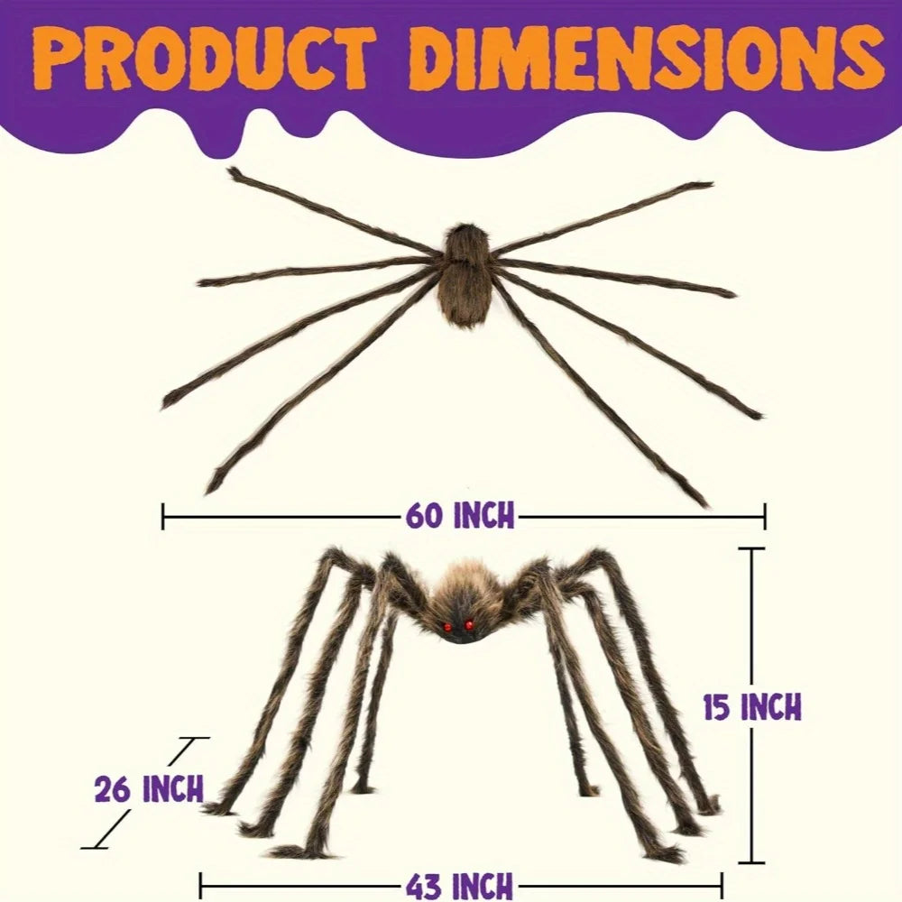 Large Giant Spider Halloween Outdoor Decorations Scary Large Spider Props for Yard Lawn Halloween Outside Decor and Indoor Party Decor, Brown (Standing Height Is 15 Inches)