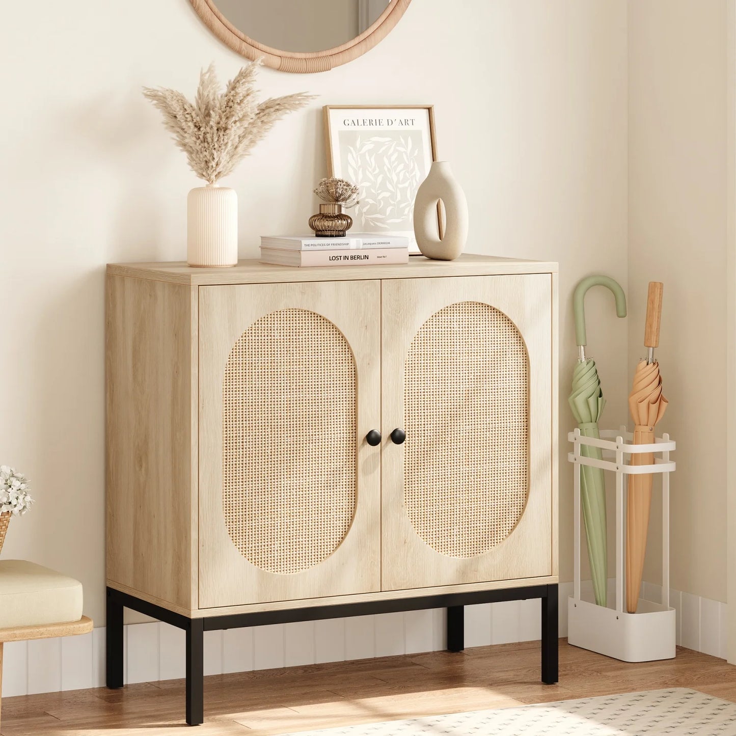 Sideboard Buffet Cabinet, Wooden Storage Cabinet with Adjustable Shelves Wood Console Cabinet with Storage for Dining Room