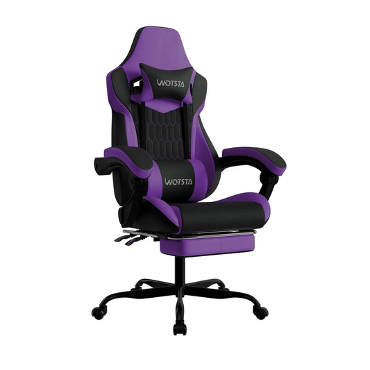 Gaming Chair with Footrest, High Back Gaming Chairs PVC Leather Ergonomic Gamer Chair with Adjustable Headrest, Customized